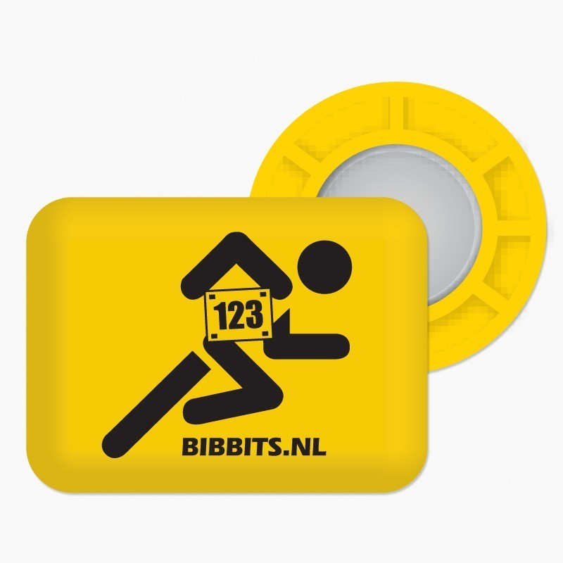 BibBits magnesy na numer startowy - Biegacz żółty - BibBits zdjęcie 1