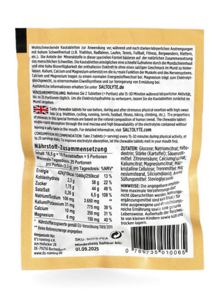 SALTOLYTE elektrolity w taltekach do żucia brzoskwinia - It's running Nutrition zdjęcie 2